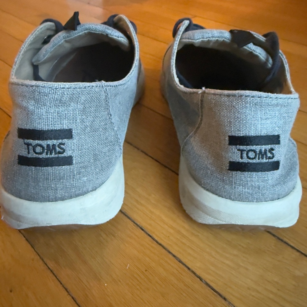Toms Del Rey Mens Grey Chambray Linen Lace Up Sneakers Size 11 10011628 - Picture 6 of 12